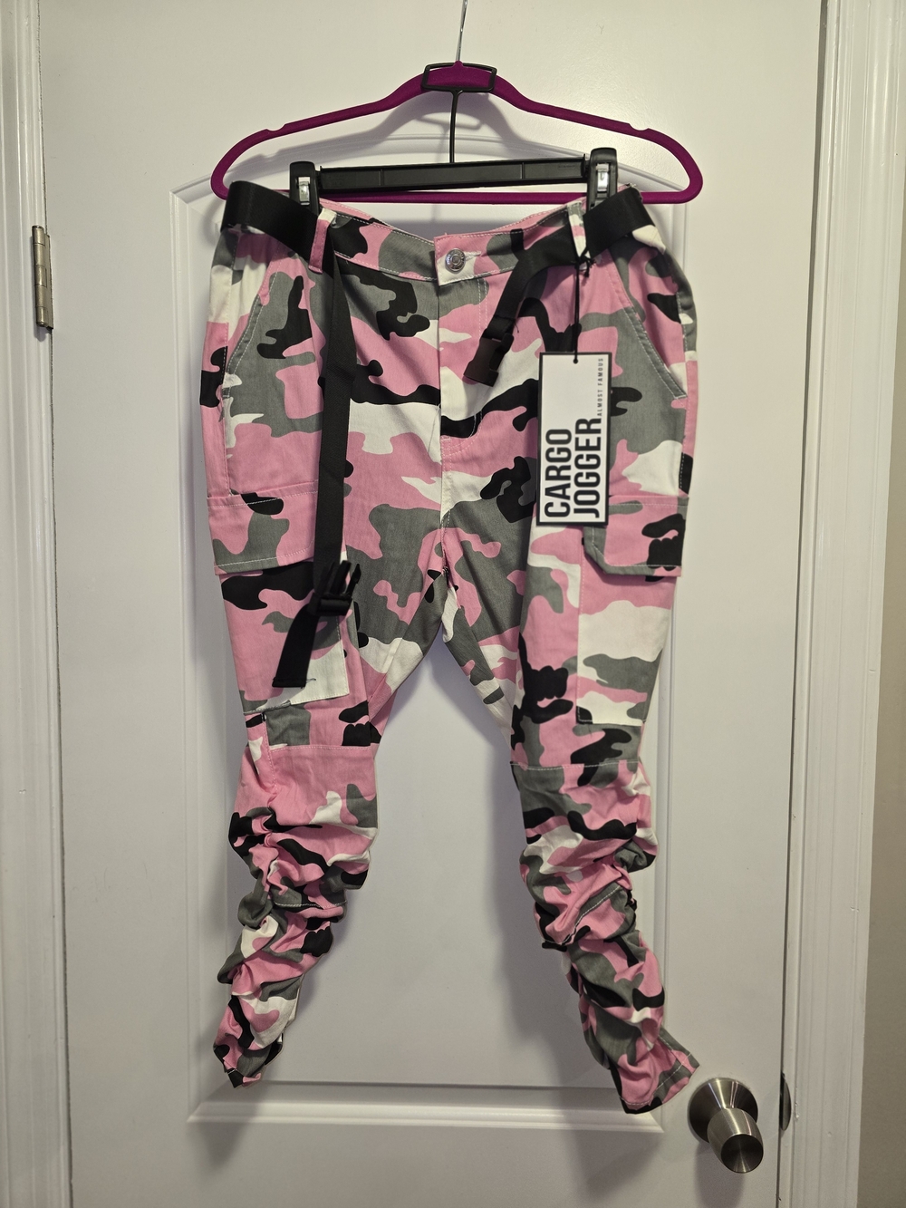 Almost Famous Pink Camouflage Cargo Joggers